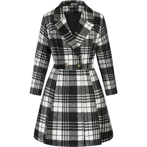 Women's Plus Size Wool Dress Coat Double Breasted Pea Coats Long Trench Coat